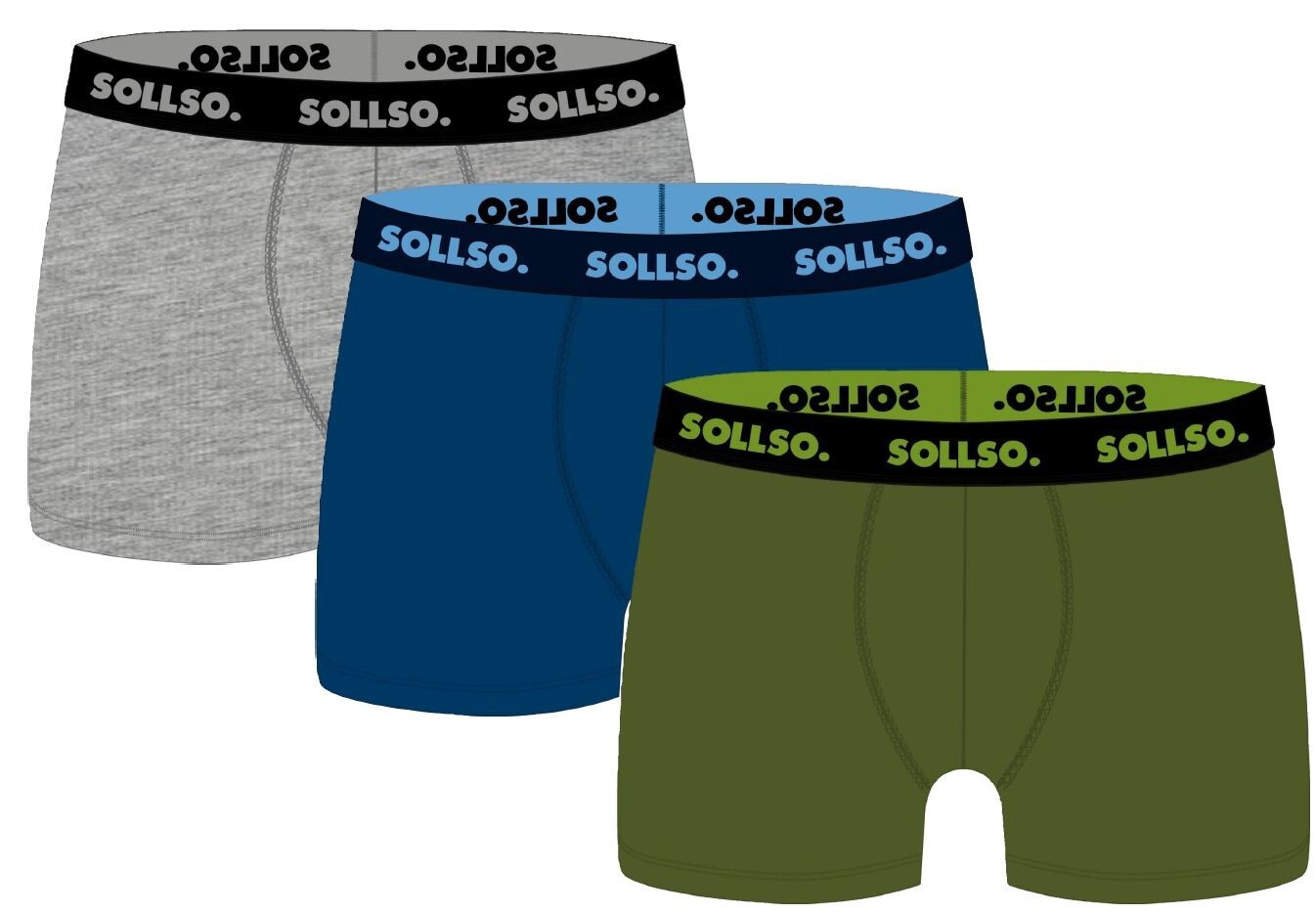 3er Pack Herren Boxershort, Bambusviskose, Blau/Grau/Olive, Gr.L