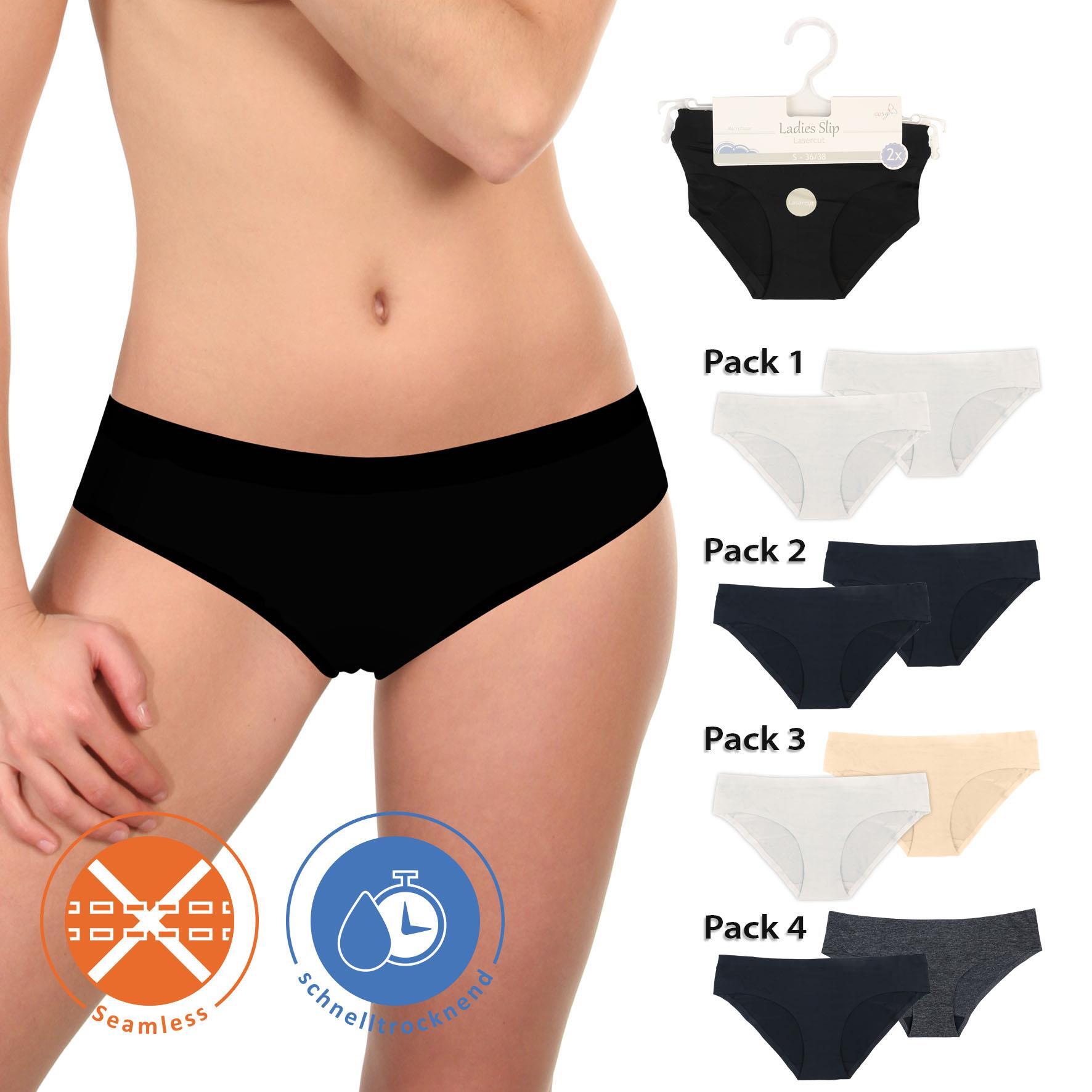 Damen Bikinislip 18133, Lasercut Lurex, Pack 4, 2er-Pack, Gr.44/46