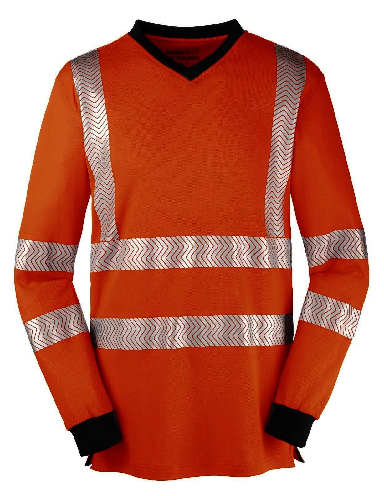 4PROTECT® Warnschutz Langarmshirt mit UV-Schutz, leuchtorange, Gr.M