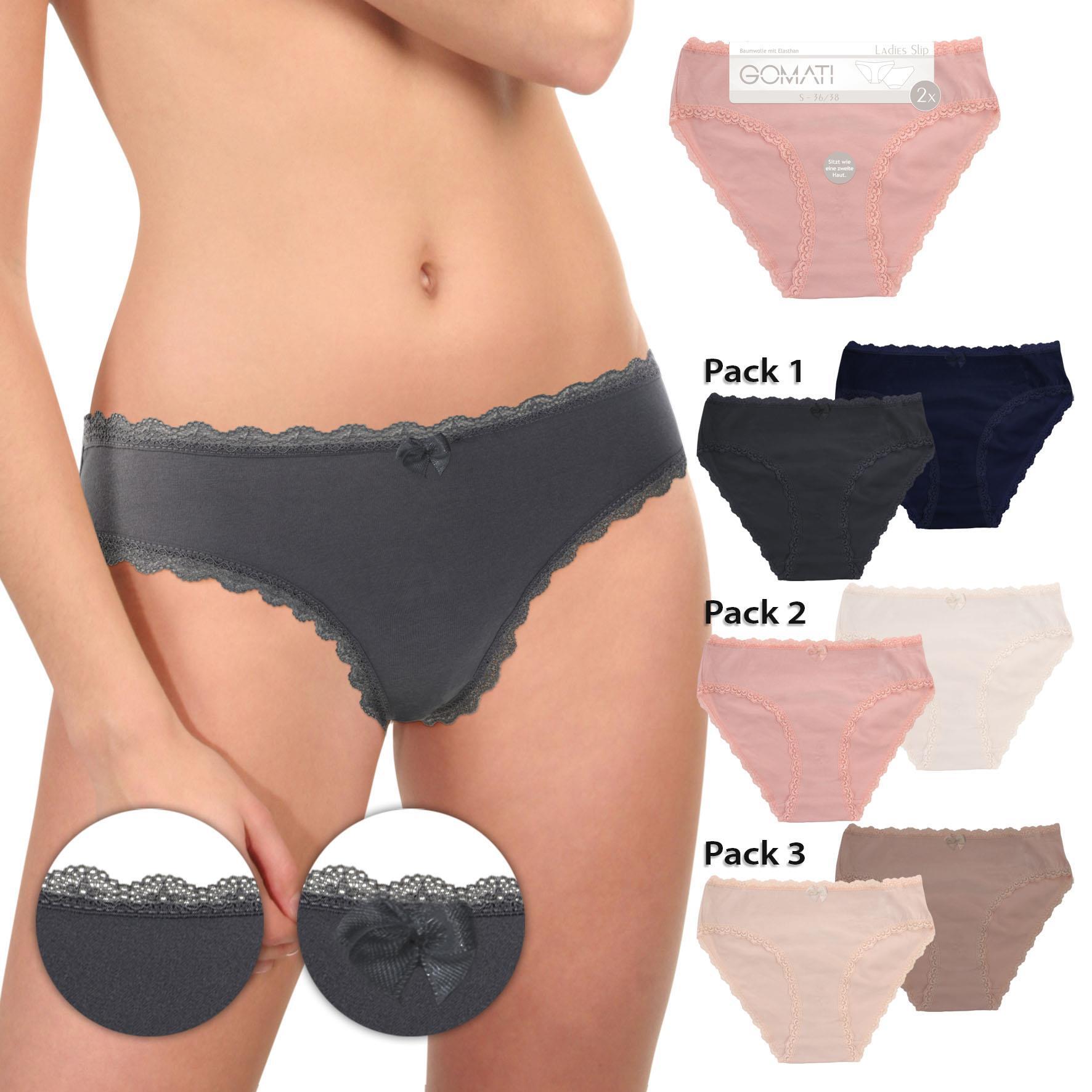 Damen Bikinislip 18123, Spitze, Pack 3, Gr. 44/46, 2er-Pack