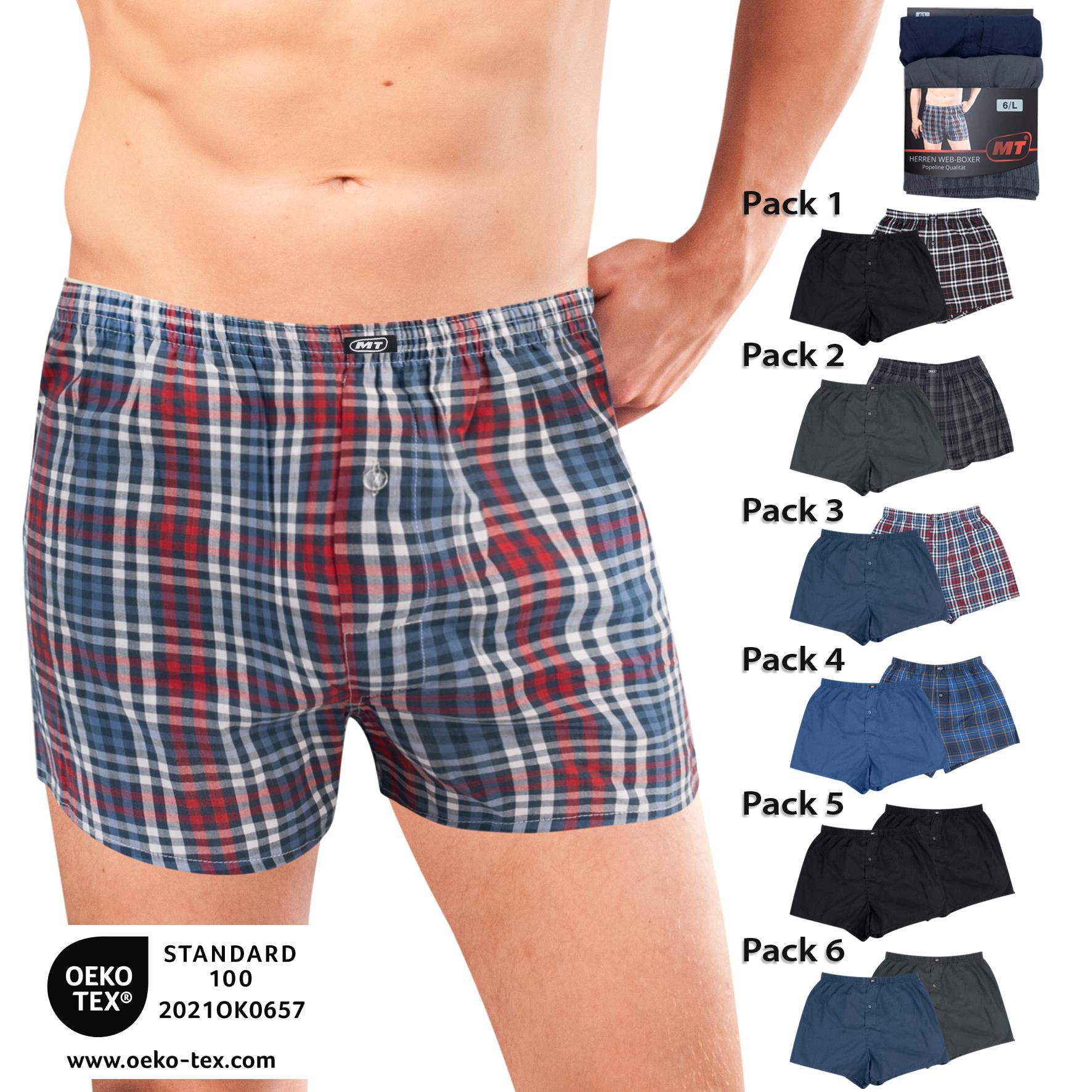 Herren Boxer-Shorts 20408, uni/kariert, versch. Farben, Gr. 8, 4 x 2er-Pack