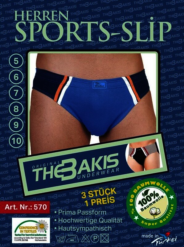 The Bakis Herren Baumwolle Sports Slips,  9er-Pack, mehrfarbig, Größe 10