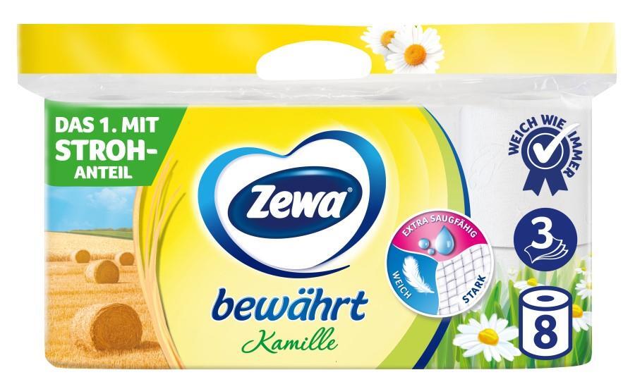 Zewa Toilettenpapier 3-lagig Kamille , 4 x Pack mit 8 x 150 Blatt