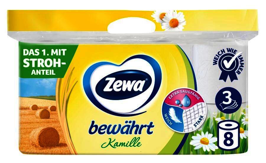 Zewa Toilettenpapier 3-lagig Kamille , 4 x Pack mit 8 x 150 Blatt