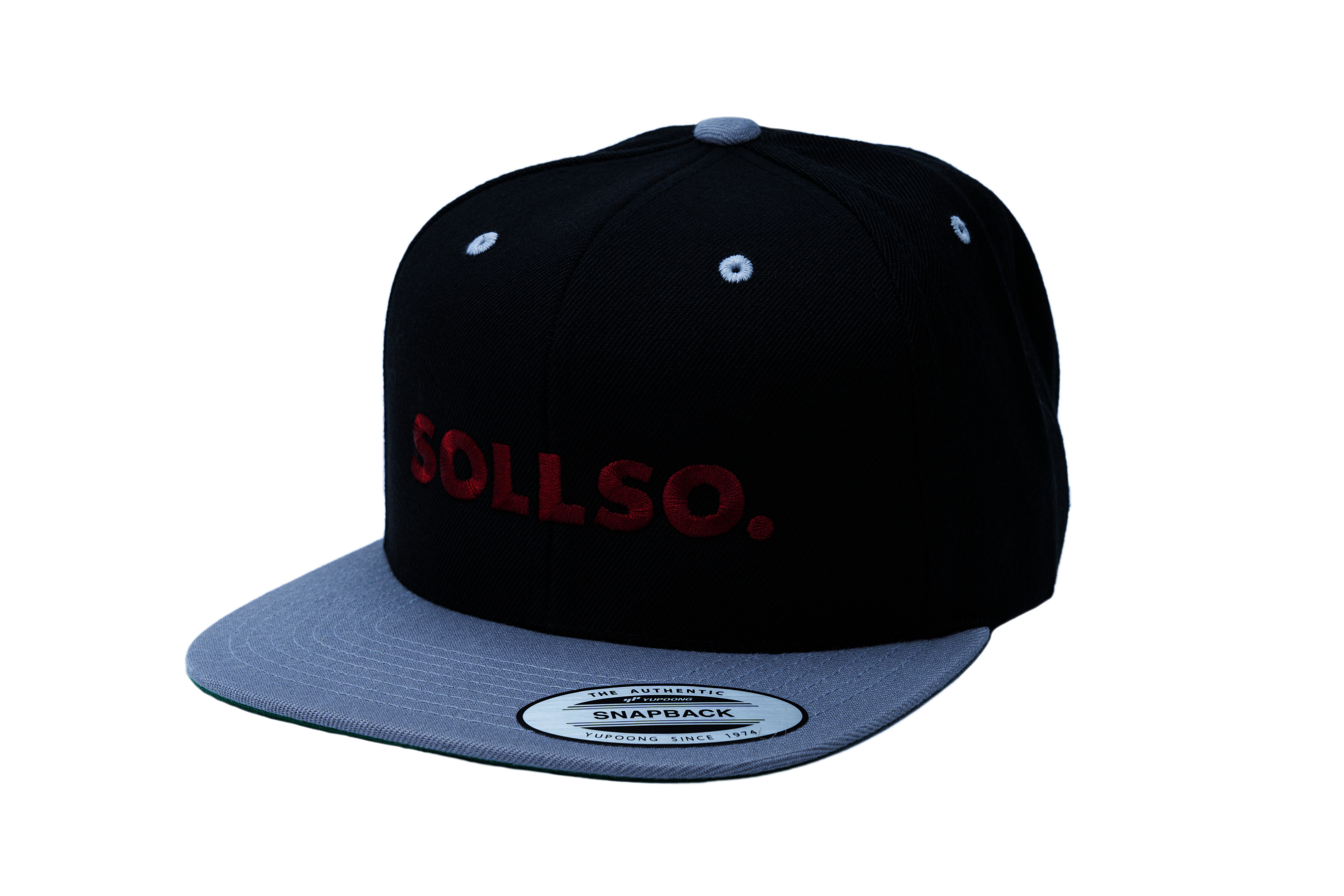 SOLLSO. Classic Snapback 2-Tone Cap, Black-Silver