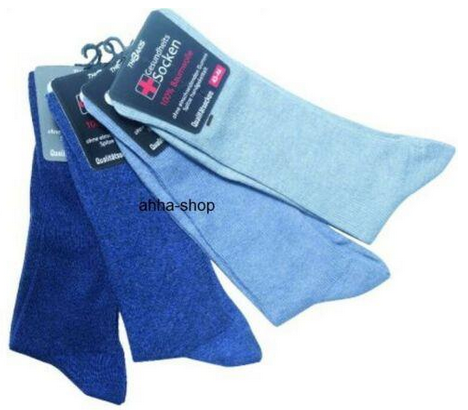 Gesundheitssocken ohne Gummizug, weiter Bund, Gr.43-46, Farbe Blau, 8 Paar