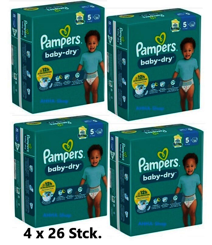Pampers baby-dry Windeln Gr.5 4 x 
26 Stck. Packung