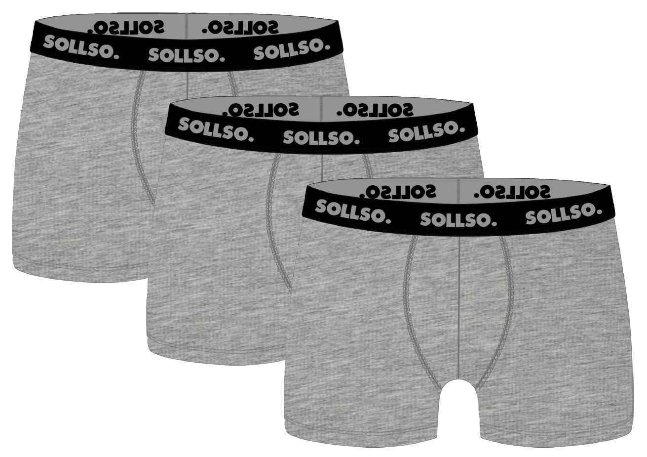 3er Pack Herren Boxershort, Bambusviskose, Grau Melliert, Gr.S