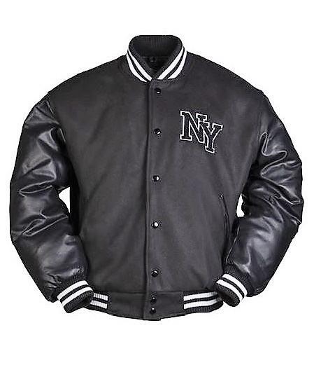 NY Baseball Jacke mit Patch, schwarz, Größe 3XL
