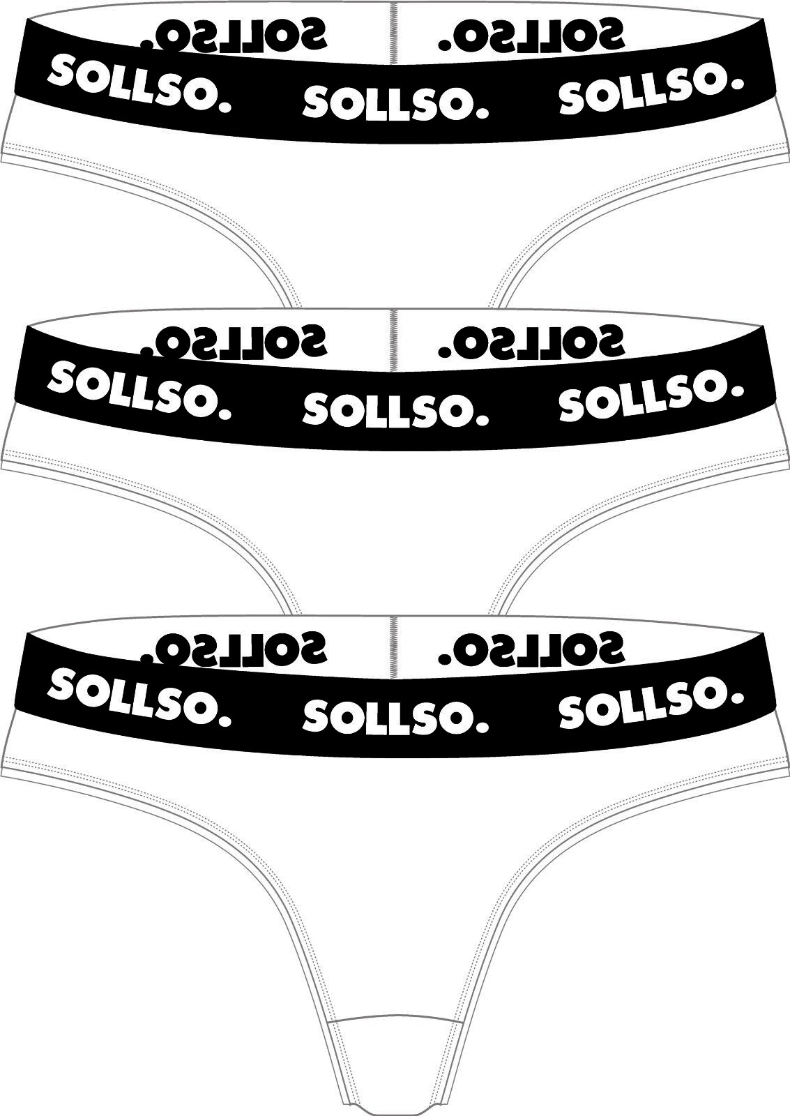 Damen Tanga, Bambusviskose, 3er-Pack, Weiß/Schwarz, Gr.L
