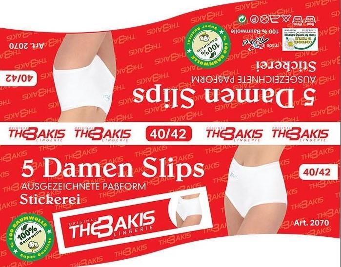 Damen Slip weiß 5er Pack, Größe 44/46