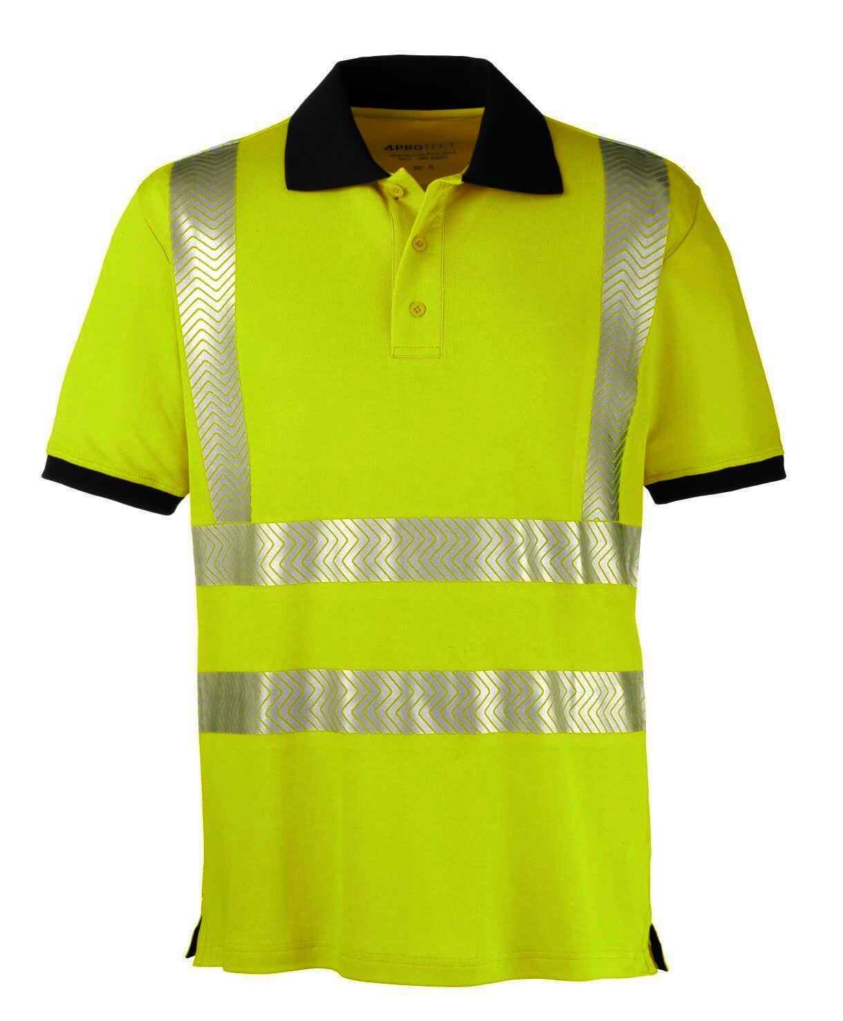 4PROTECT® Warnschutz Polo-Shirt ORLANDO, UV-Schutz, leuchtgelb, Gr.5XL