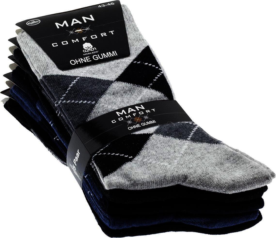 Herren Socken ohne Gummizug "Karomuster", mehrfarbig, Art. 1559, Gr.39-42, 10er-Pack