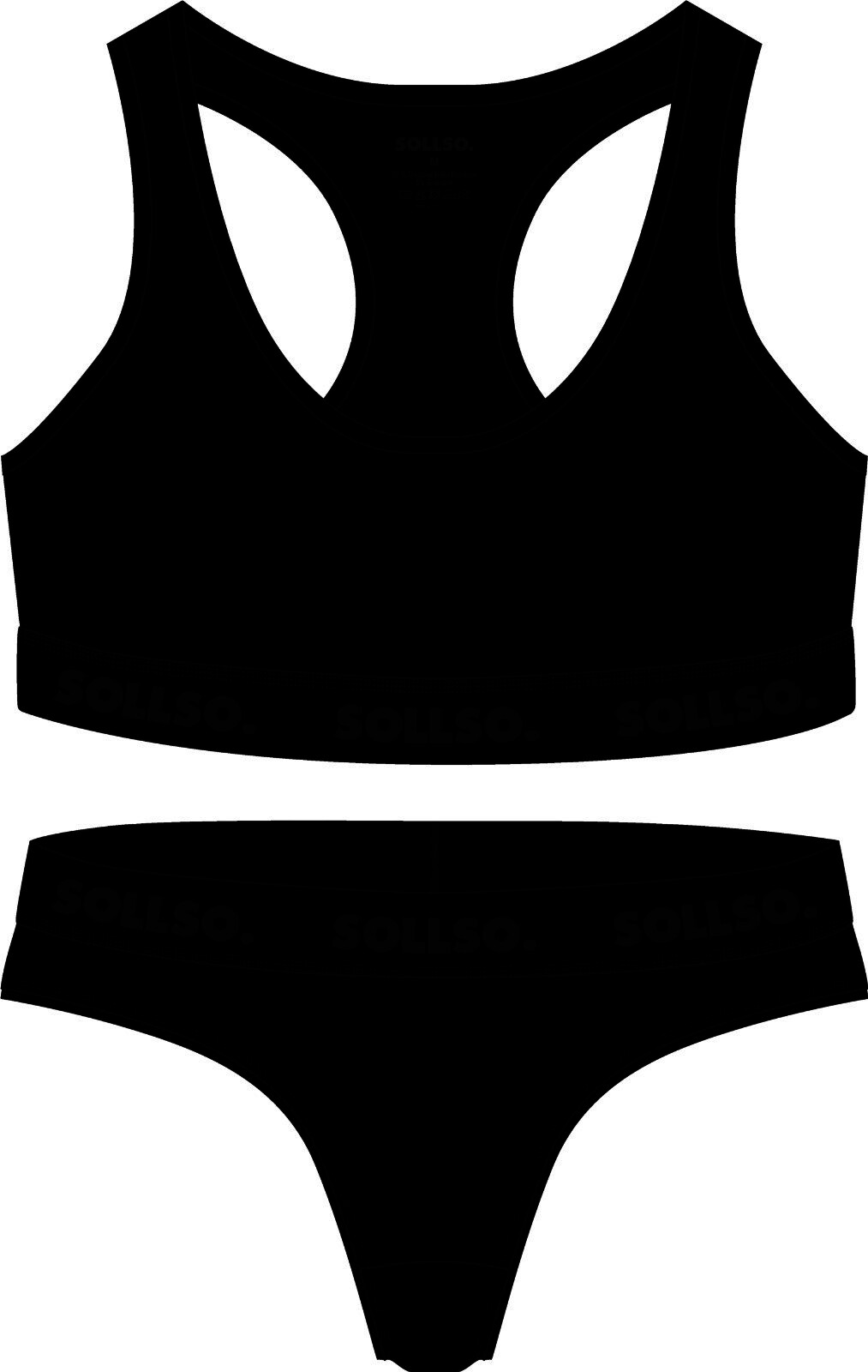 Damen Set Bustier/Tanga, Bambusviskose, Schwarz, Gr.L