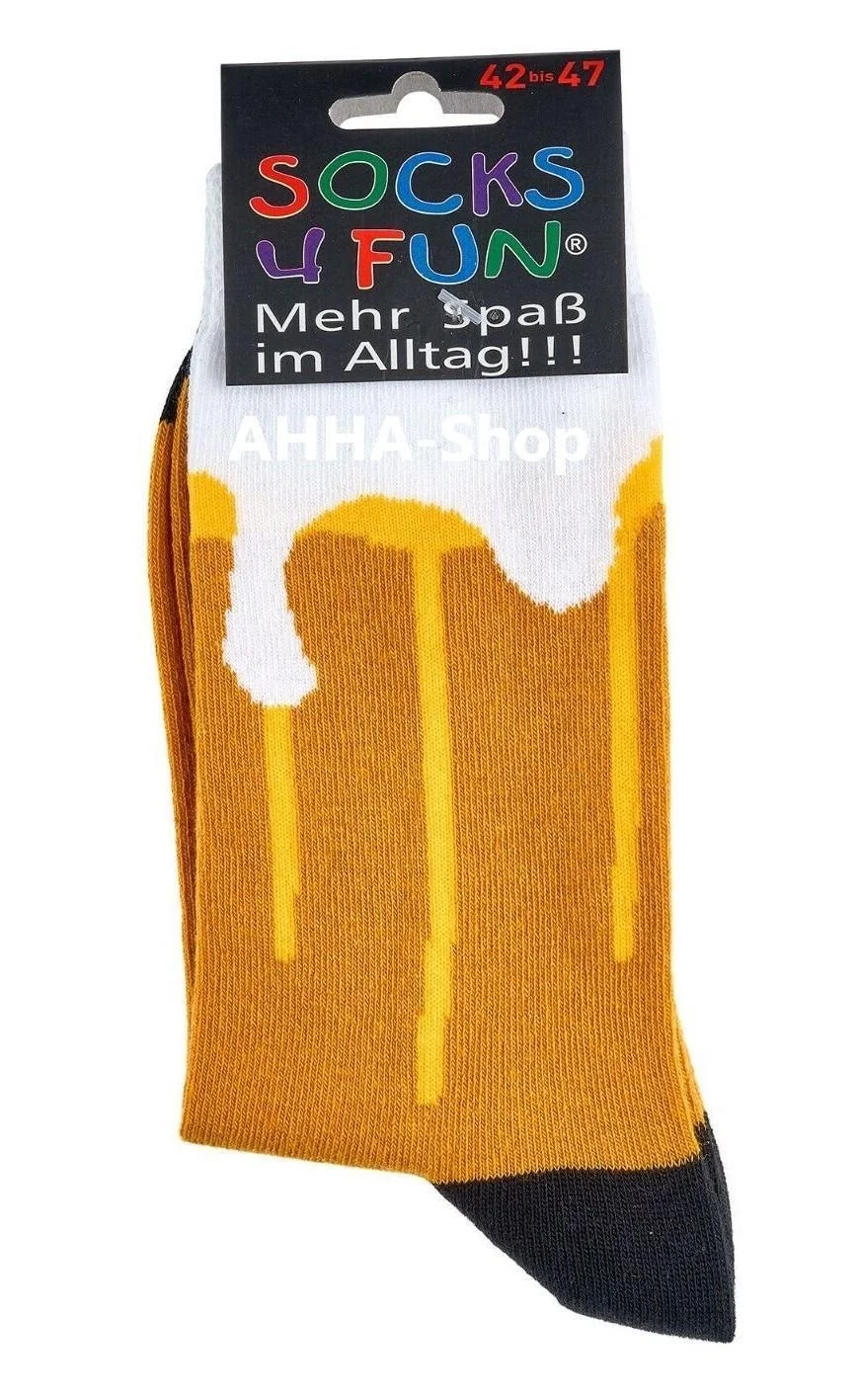 2 Paar „Socks4fun“ Socken mit Biermotiv, Gr. 42 - 47 