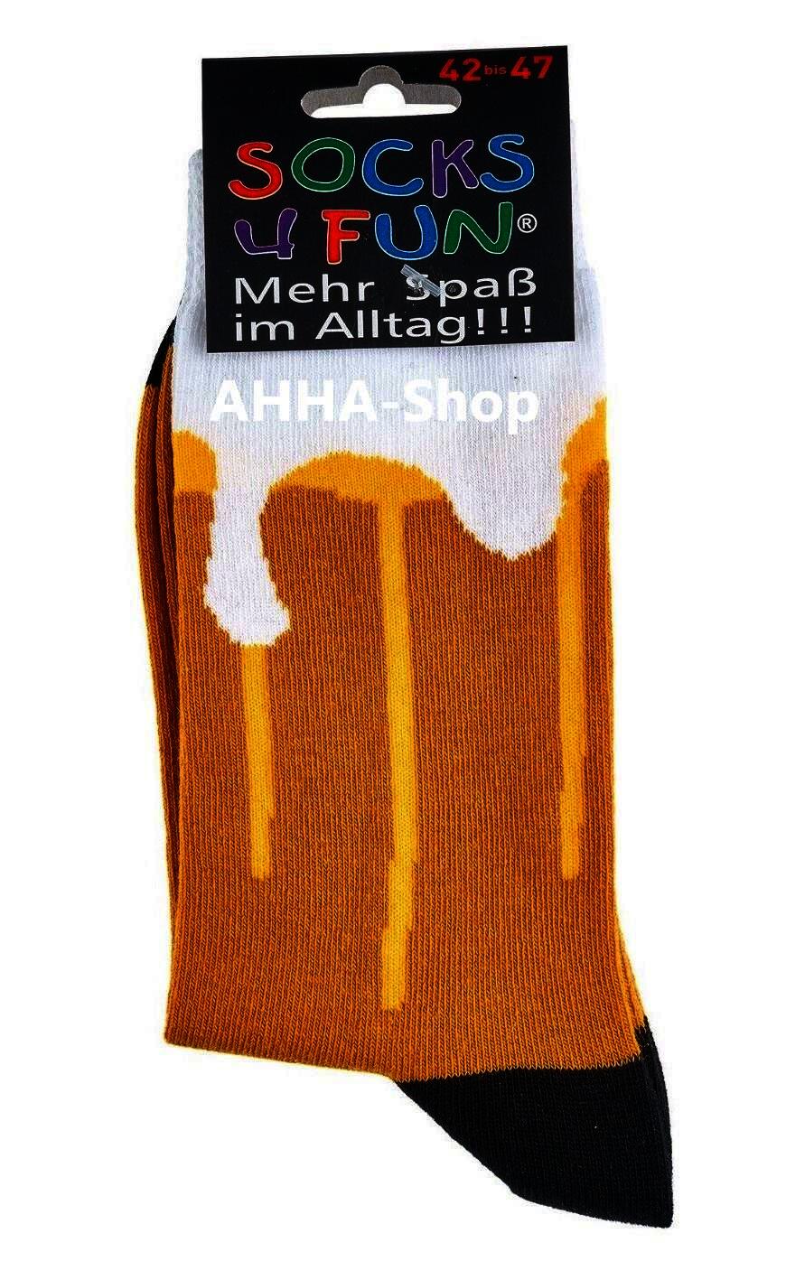 2 Paar „Socks4fun“ Socken mit Biermotiv, Gr. 42 - 47