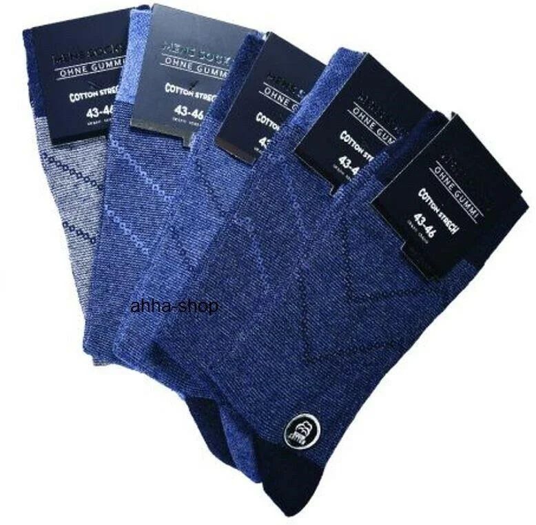 Herren Socken ohne Gummizug "Blautöne", mehrfarbig, Art. 5054, Gr.39-42, 10er-Pack