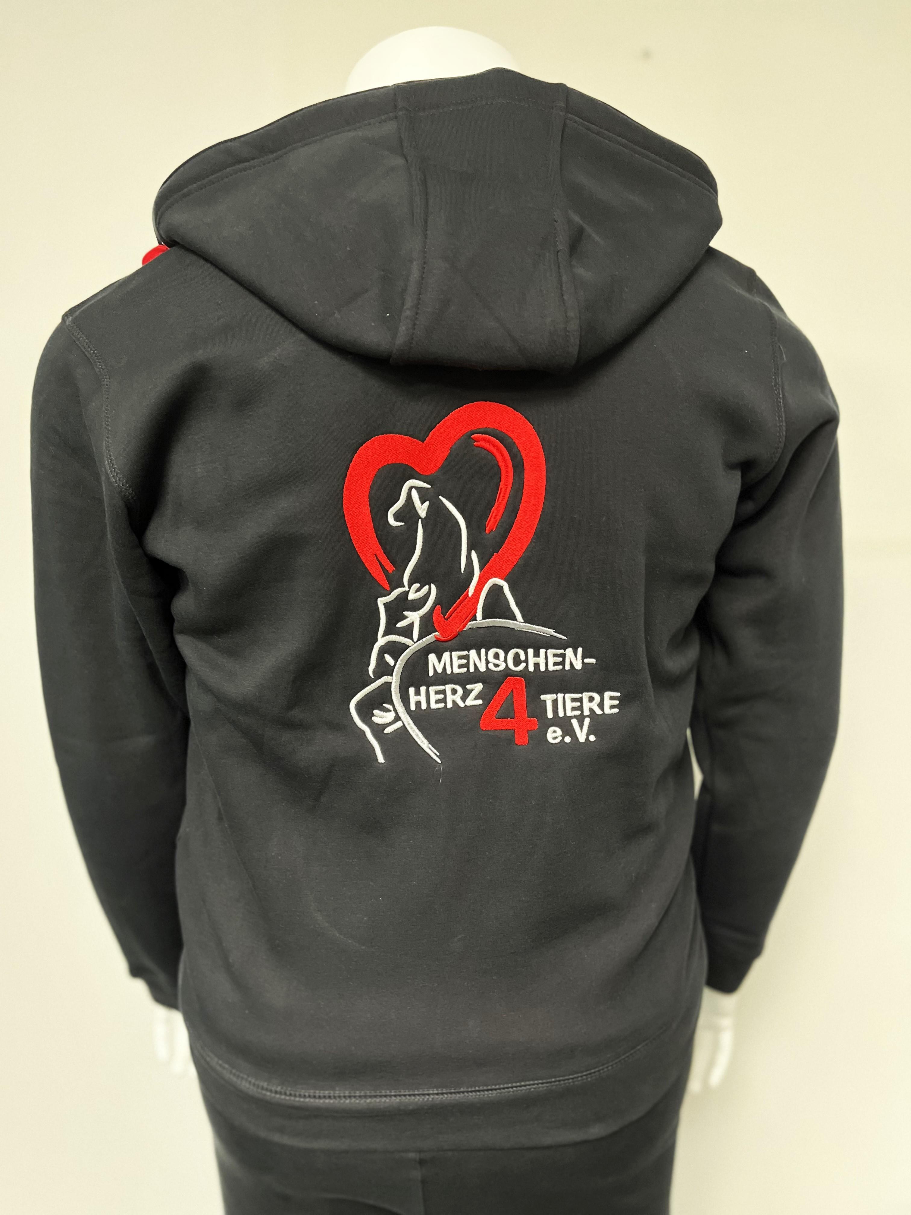 Sweatjacke  „Menschen-Herz 4 Tiere e.V.“ by SOLLSO., Schwarz, Größe M