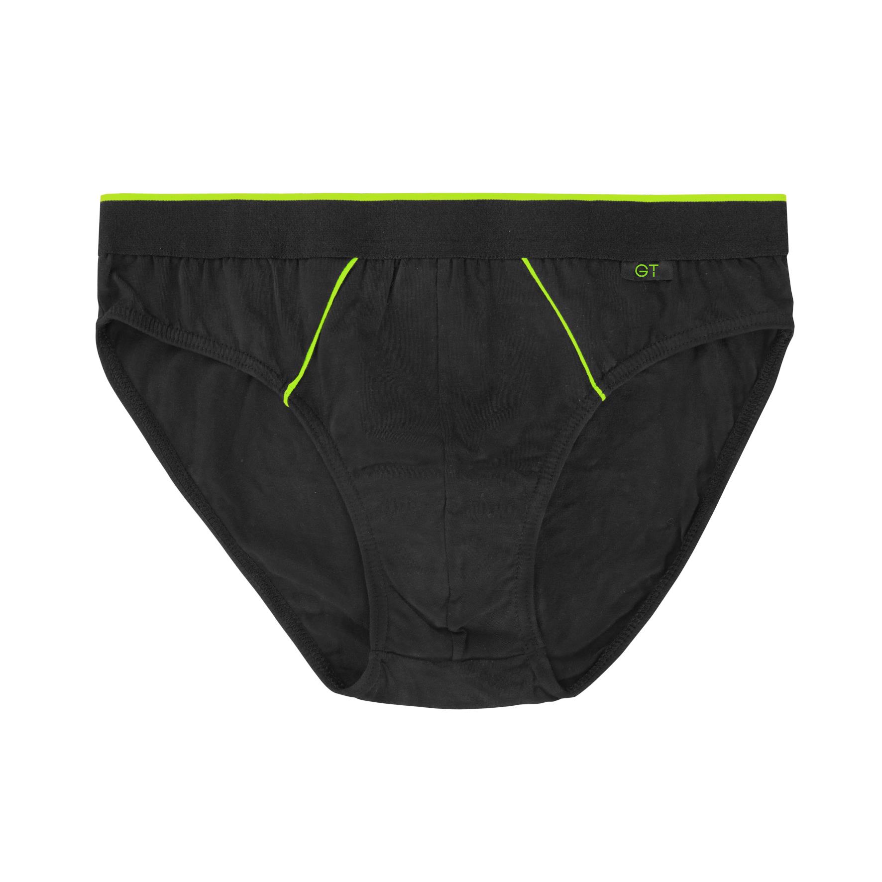 Herren Slips 27438, Schwarz mit versch. Farbigen Paspeln, 4er-Pack, Gr.5