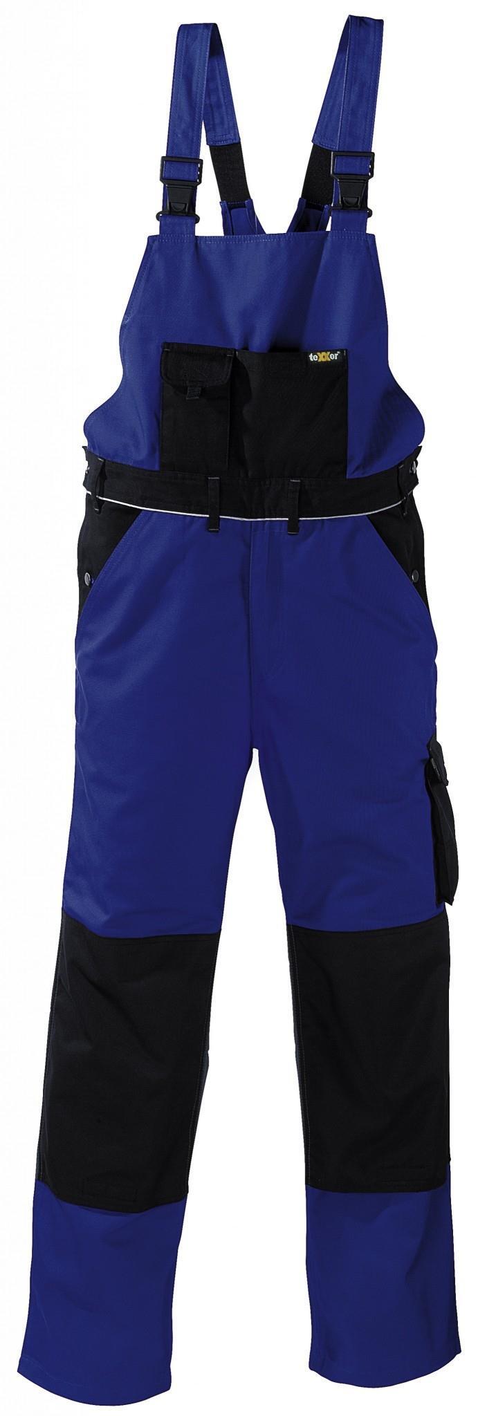 Canvas-Latzhose (320 g/m²) „AMAZONAS” Farbe kornblau/schwarz Größe 28