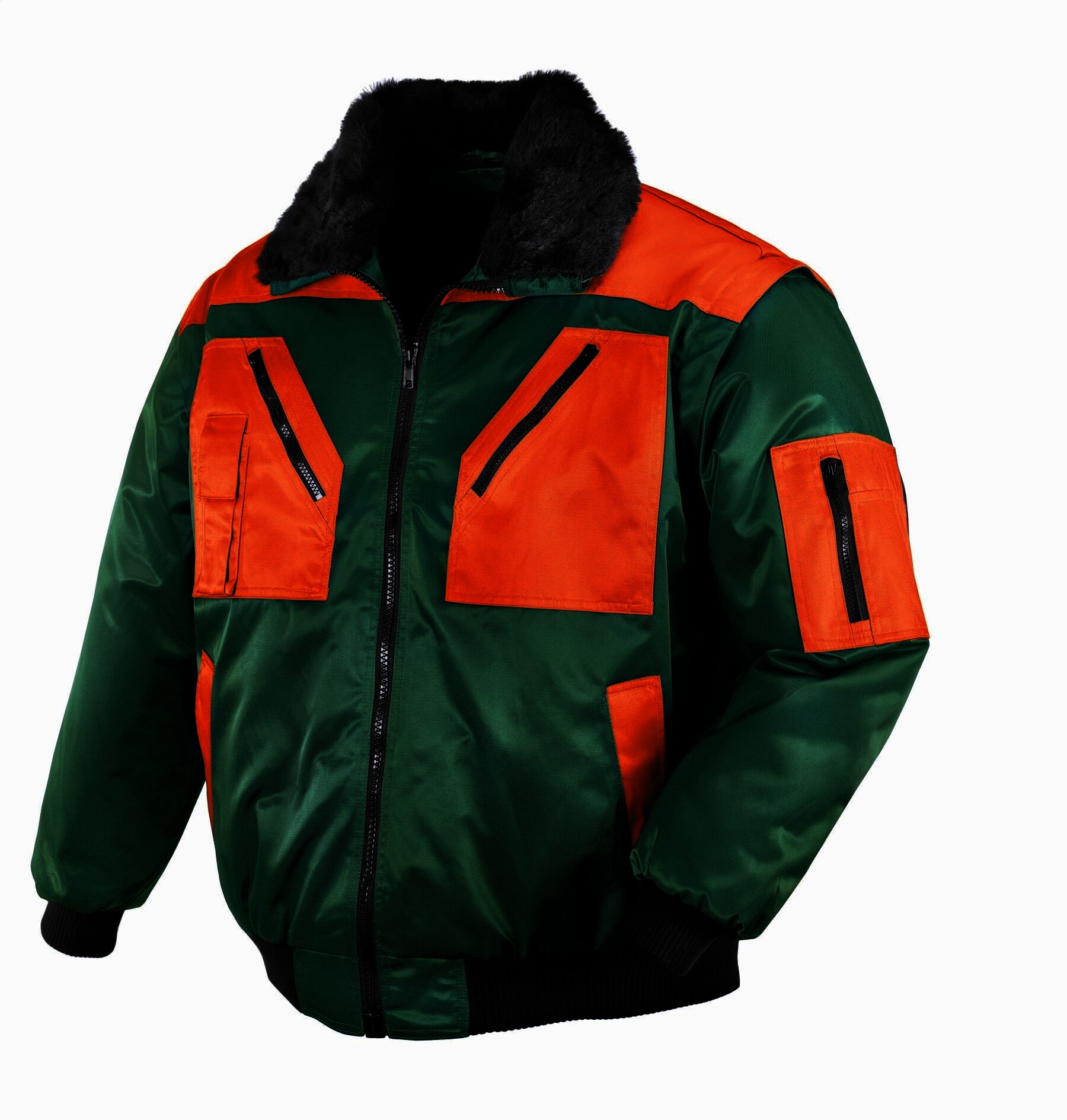 teXXor Piloten Oslo Arbeitsjacke mit abnehmbaren Ärmeln grün/orange