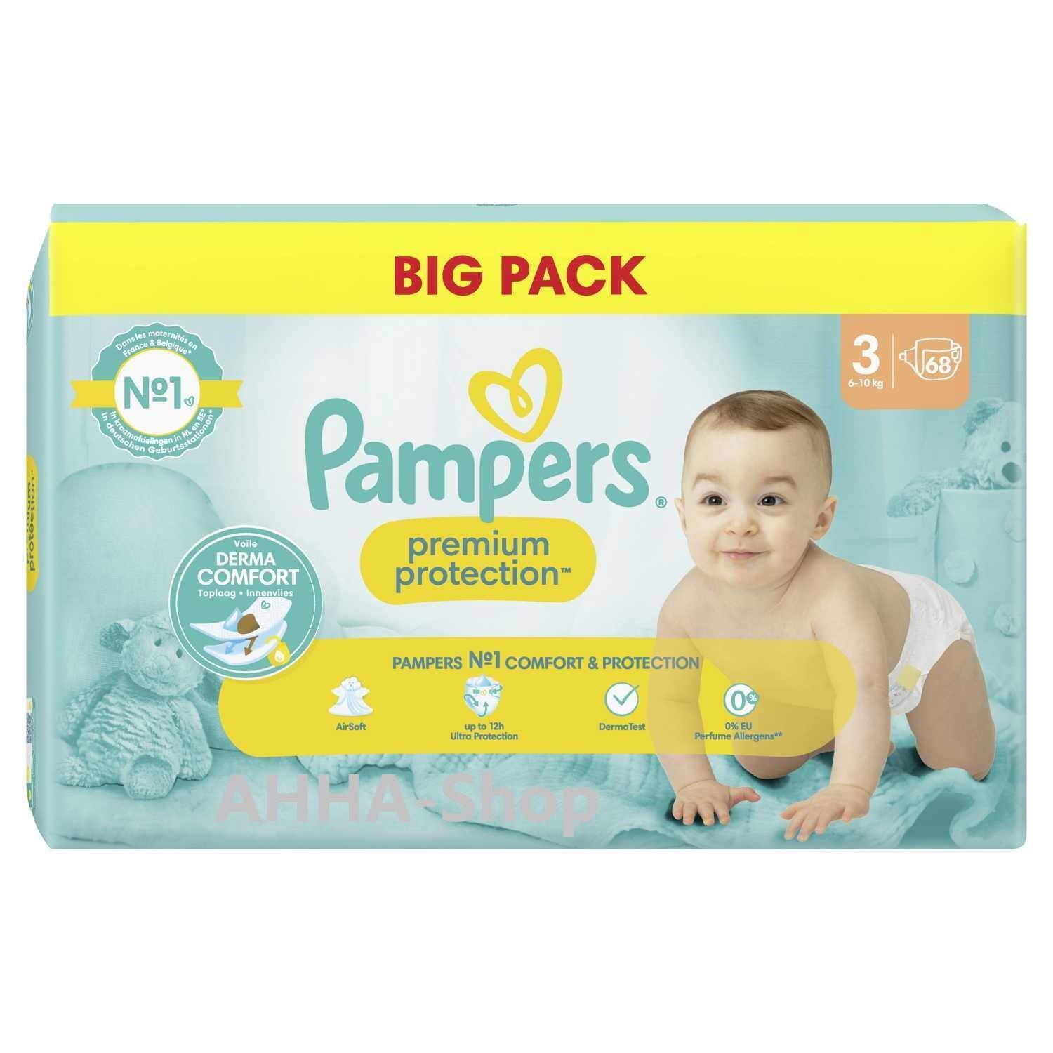 Pampers Premium Protection Midi Windeln, 6-10 kg, Gr. 3, 3 x 68 Stück