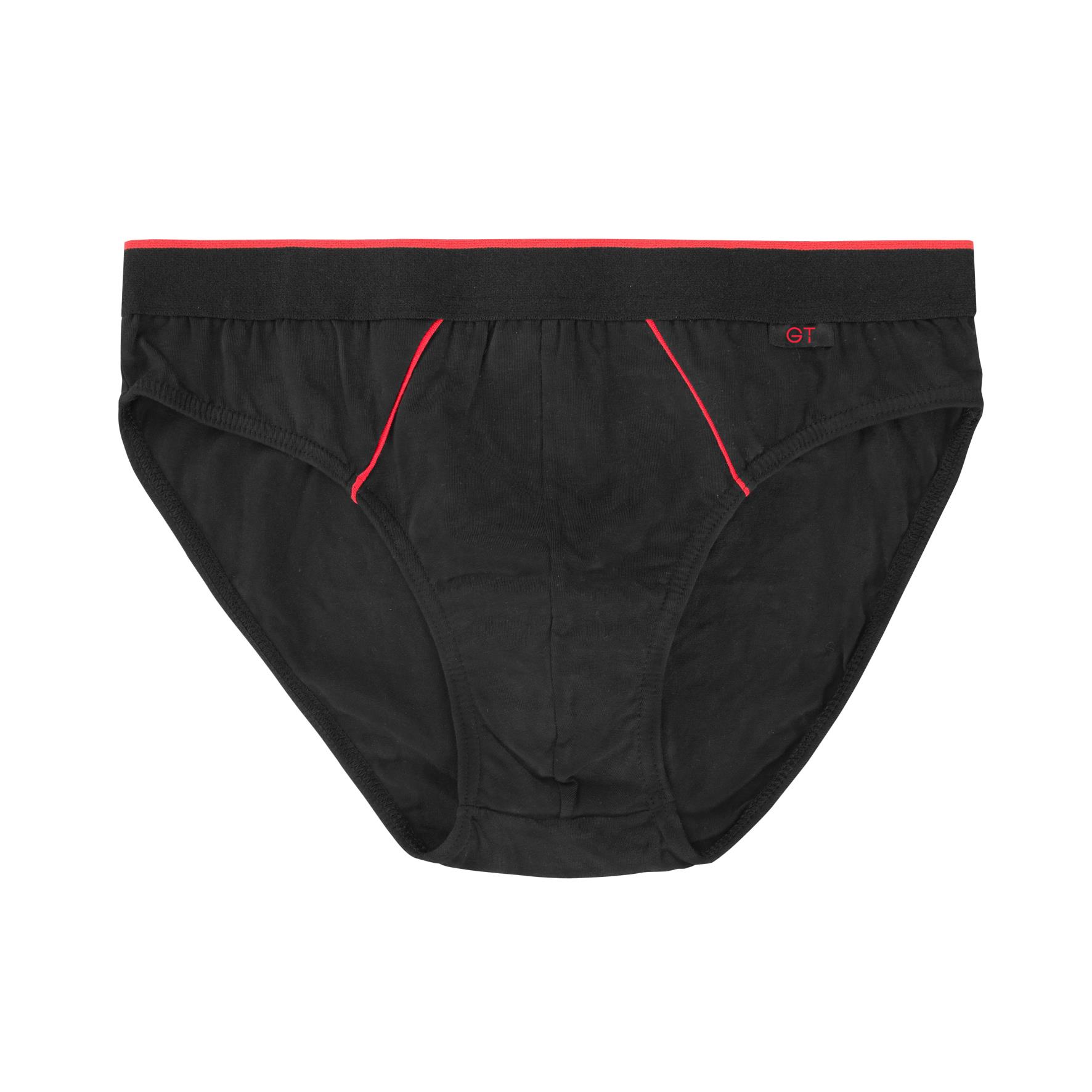 Herren Slips 27438, Schwarz mit versch. Farbigen Paspeln, 4er-Pack, Gr.5