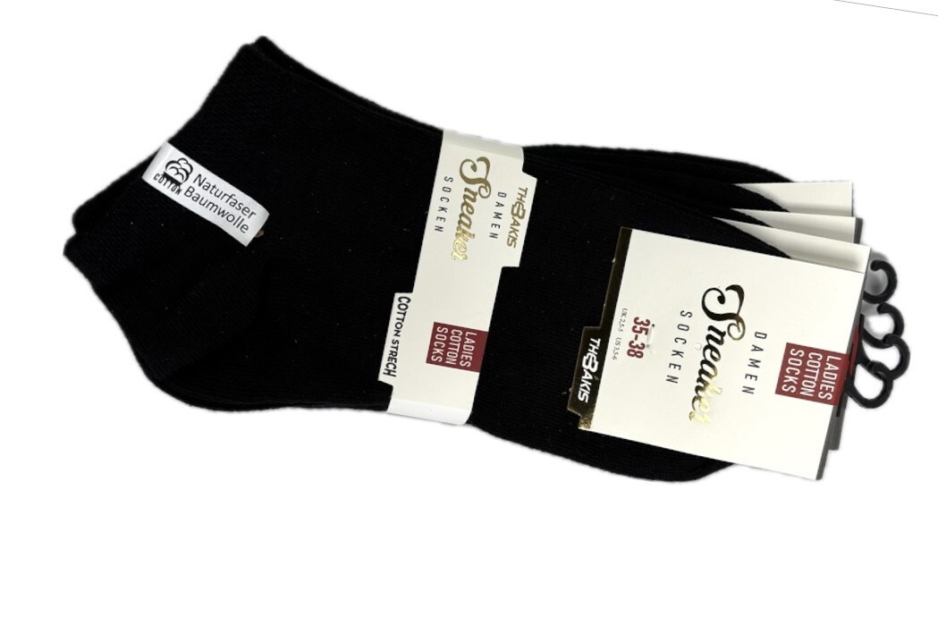 Damen Sneaker-Socken 7001, schwarz, 4 x 4er-Pack, Gr.39/42