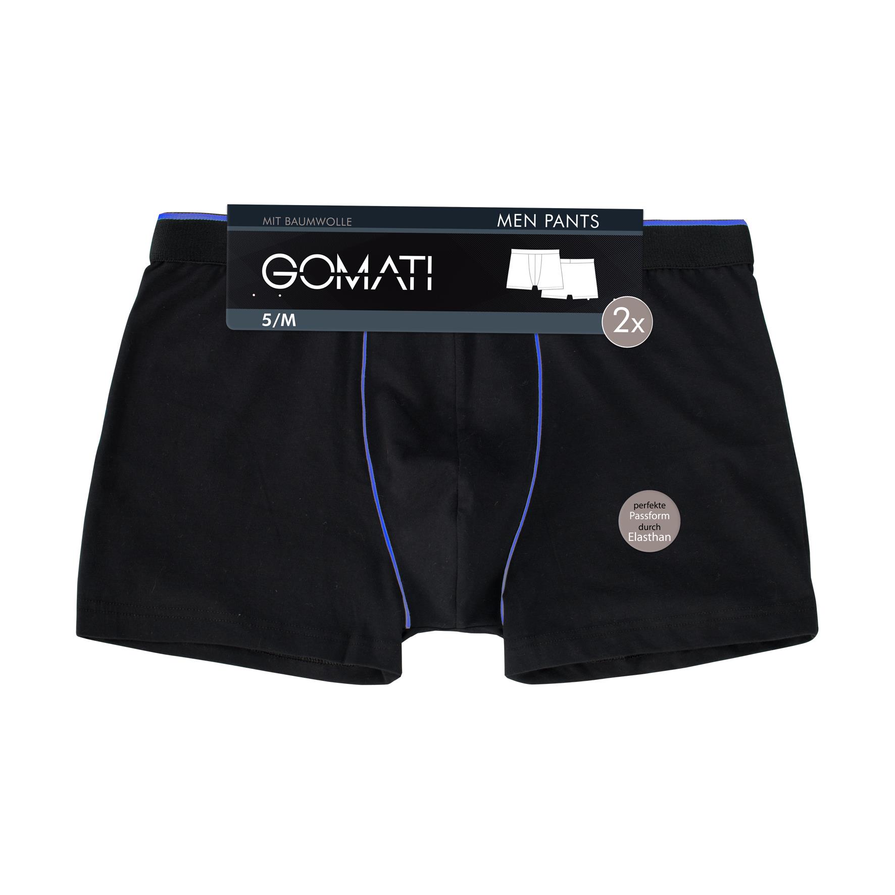 Herren Pants 27439, Schwarz mit versch. farbigen Paspeln, 6er-Pack, Gr.5