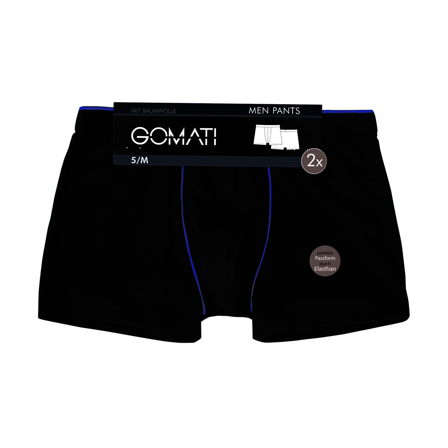 Herren Pants 27439, Schwarz mit versch. farbigen Paspeln, 6er-Pack, Gr.8