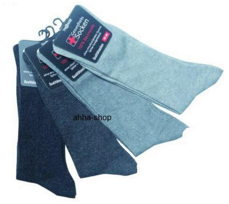 Gesundheitssocken ohne Gummizug, weiter Bund, Gr.39-42, Farbe Blau, 4 Paar