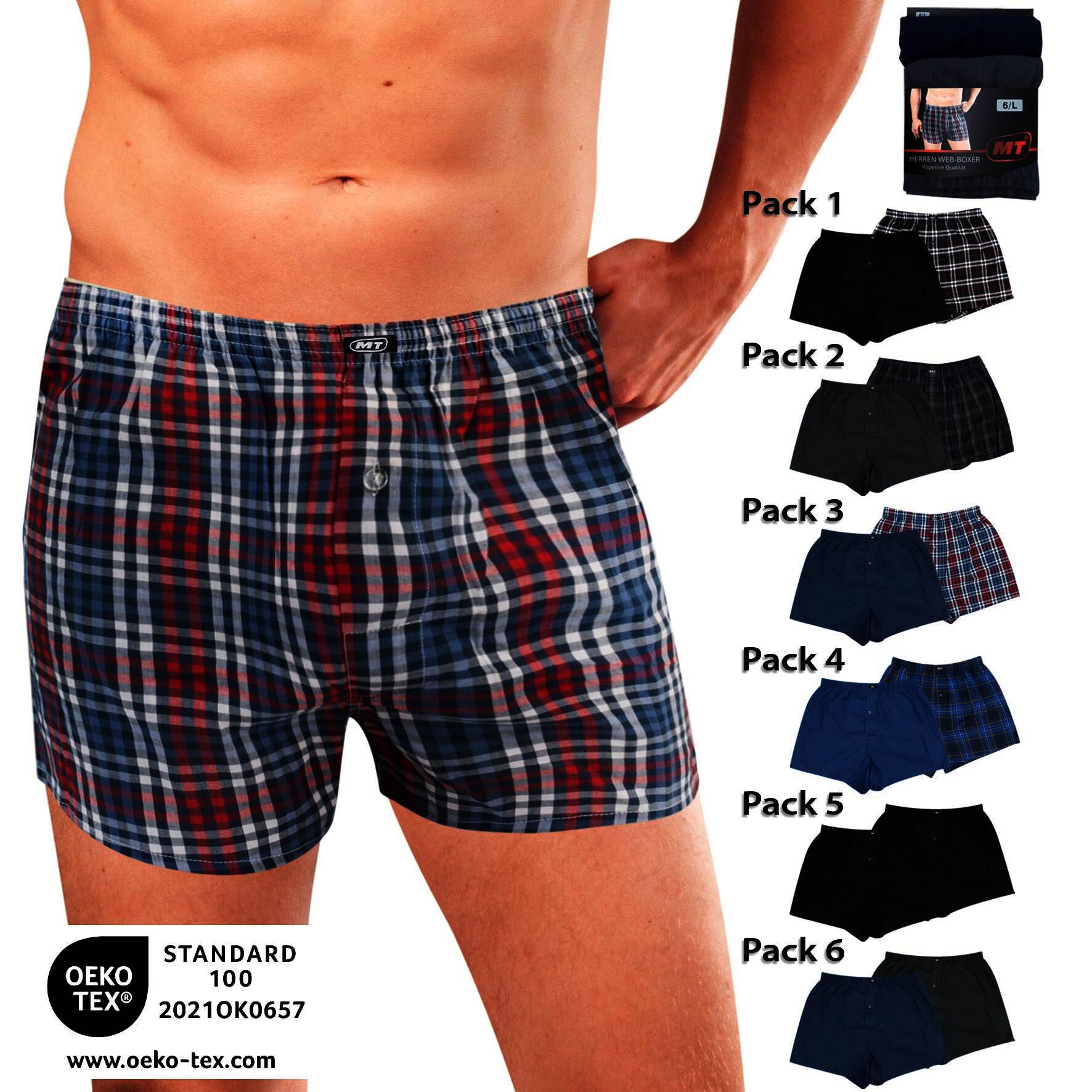 Herren Boxer-Shorts 20408, uni/kariert, versch. Farben, Gr. 8, 5 x 2er-Pack