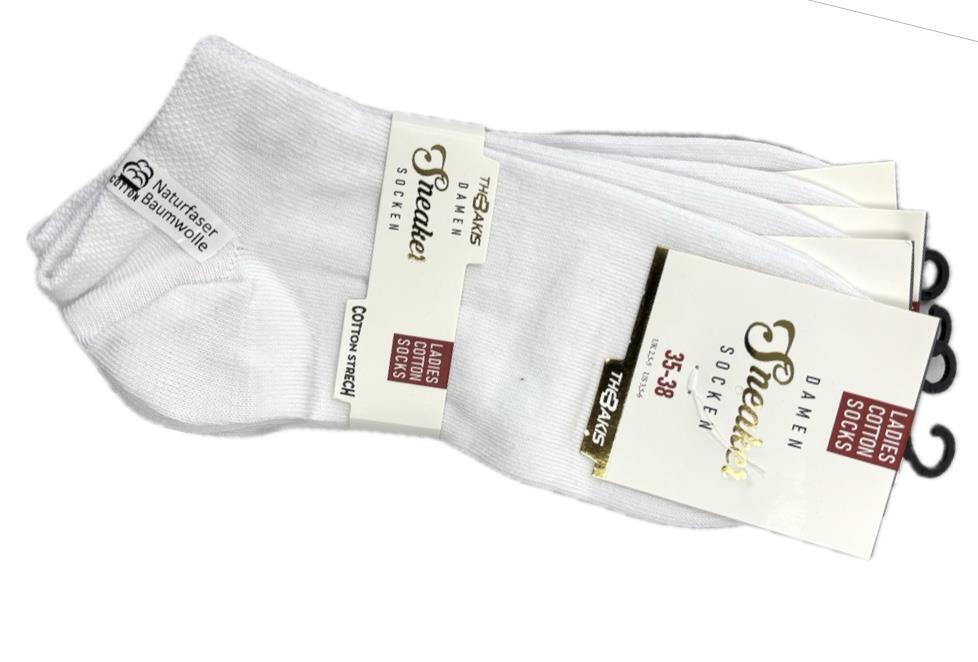 Damen Sneaker-Socken 7002, weiß, 3 x 4er-Pack, Gr.39/42