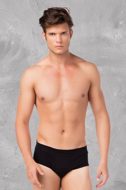 Herren Slip mit Eingriff 3er Pack Feinripp Farbe: schwarz, Größe 5