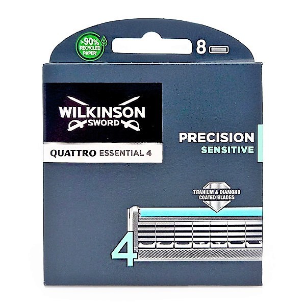 Wilkinson Sword Quattro Essentials Sensitive Rasierklingen, 8 Stück Wilkinson Sword Quattro Essentials Sensitive Rasierklingen, 8 Stück