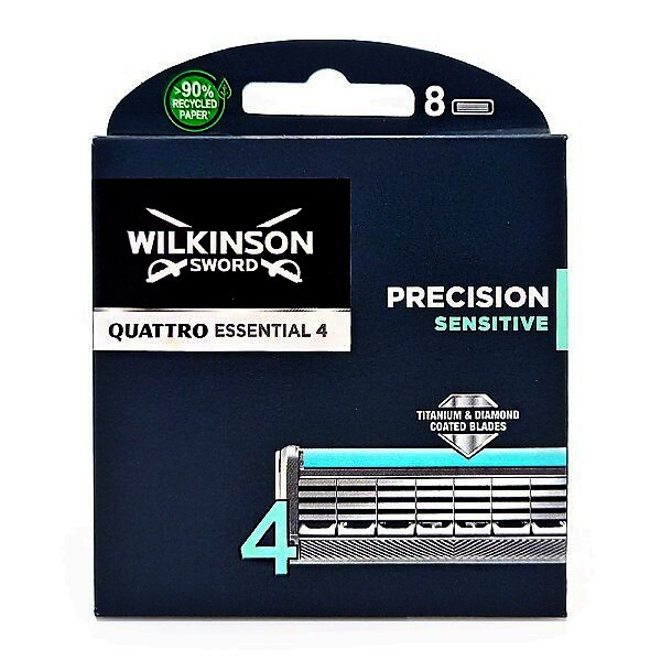 Wilkinson Sword Quattro Essentials Sensitive Rasierklingen, 8 Stück