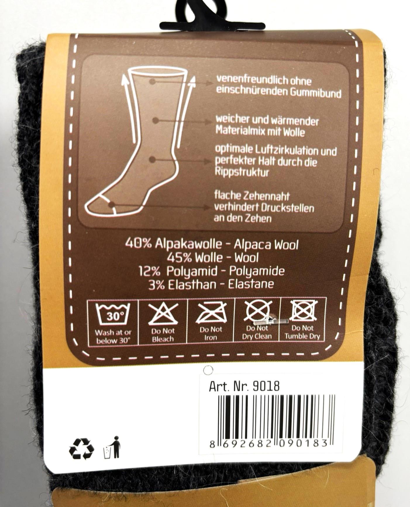 ALPAKA-Socken, Grau/Anthrazit, Art. 9018, 2er-Pack, Gr.39/42