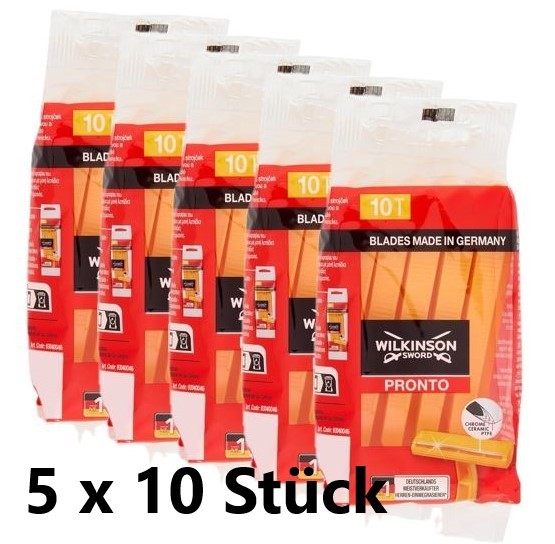 Wilkinson PRONTO, Einwegrasierer mit 1 Klinge, 5 x 10 Stück Wilkinson PRONTO, Einwegrasierer mit 1 Klinge, 5 x 10 Stück