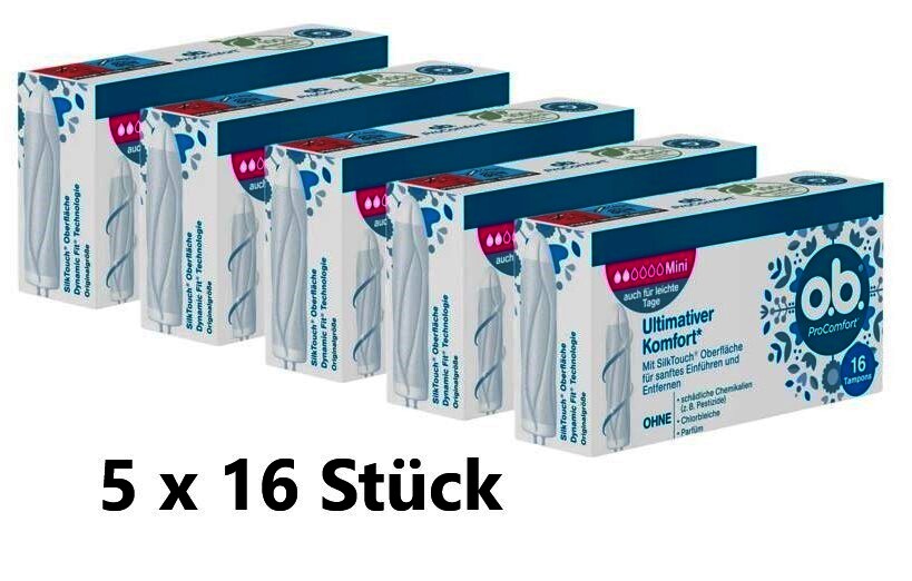 o.b. Tampon Pro Comfort Mini
 5 x 16 Stück Packung