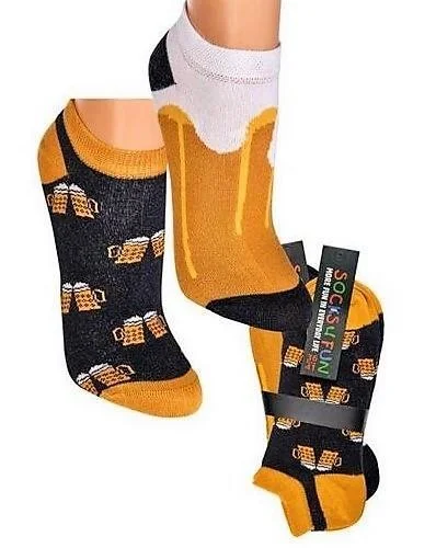 2 Paar „Socks4fun“ Sneaker-Socken mit Biermotiv, Gr. 42 - 47