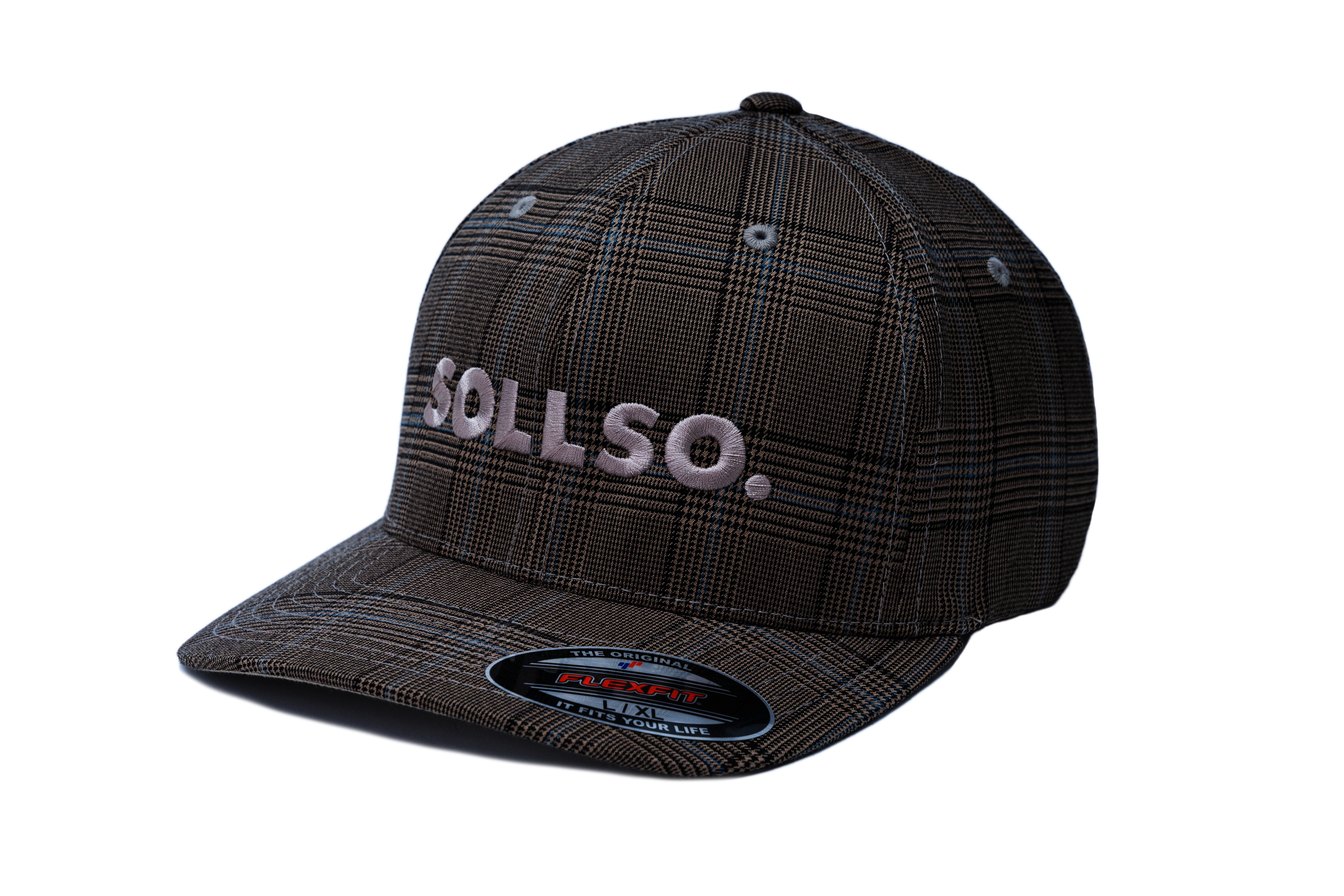 SOLLSO. Flexfit® Glen Check Cap, Braun-Khaki, Gr.L/XL