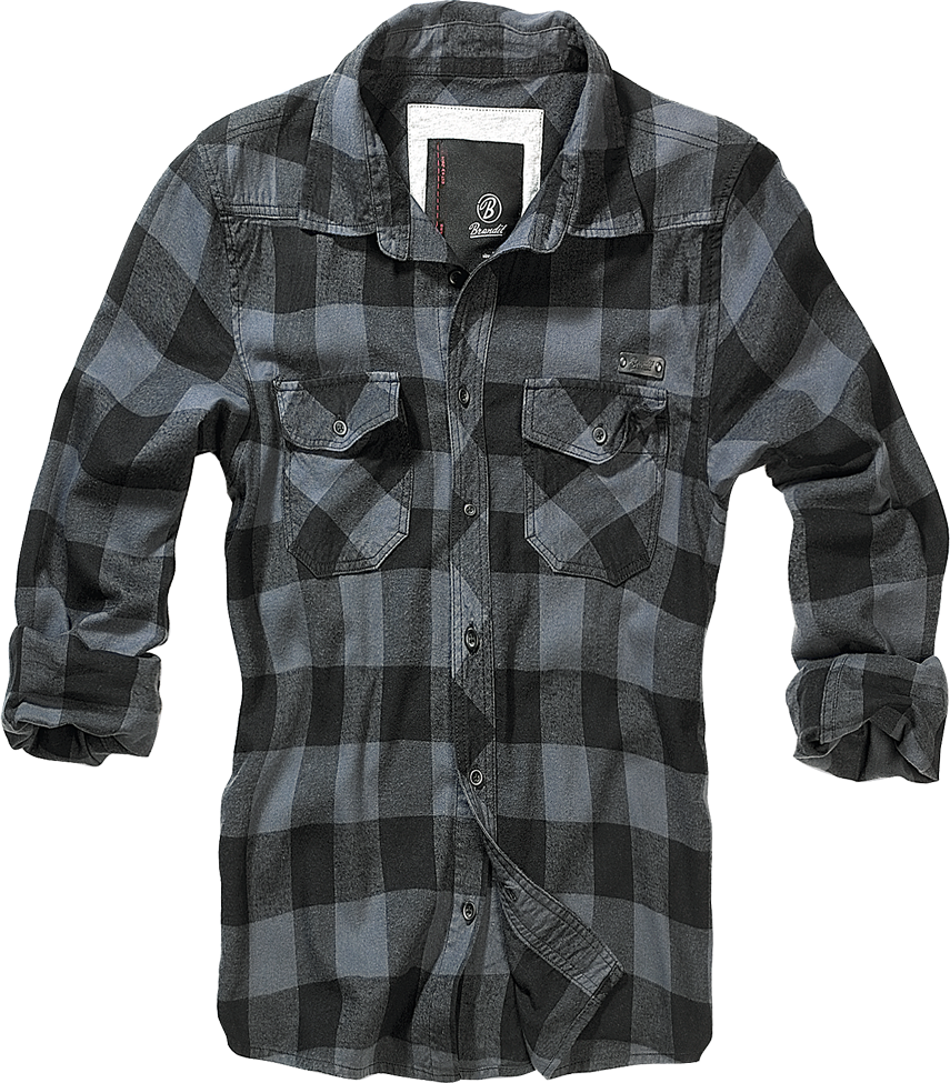 Brandit Holzfällerhemd schwarz/grau, Größe XL