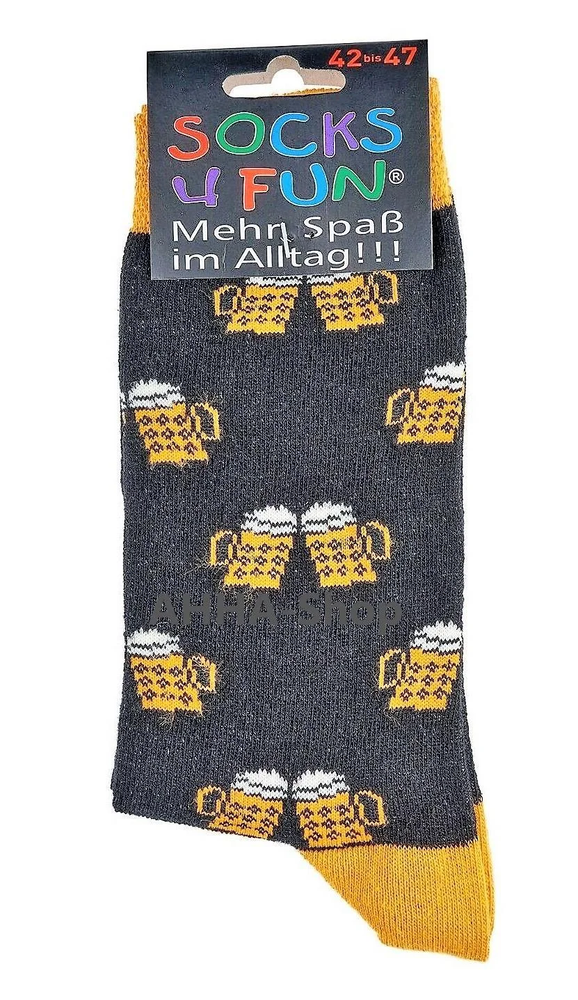 2 Paar „Socks4fun“ Socken mit Biermotiv, Gr. 42 - 47 