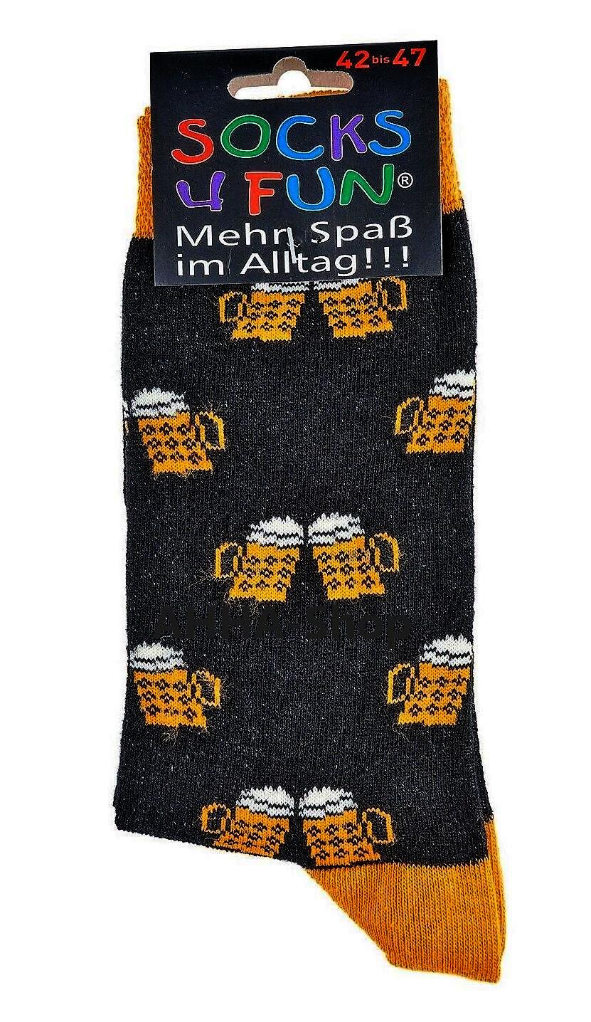 2 Paar „Socks4fun“ Socken mit Biermotiv, Gr. 42 - 47