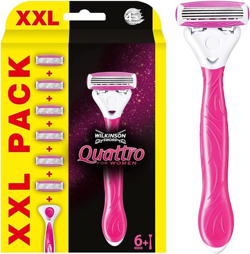 Wilkinson Quattro for Woman, XXL-Pack, Rasierer + 8 Klingen