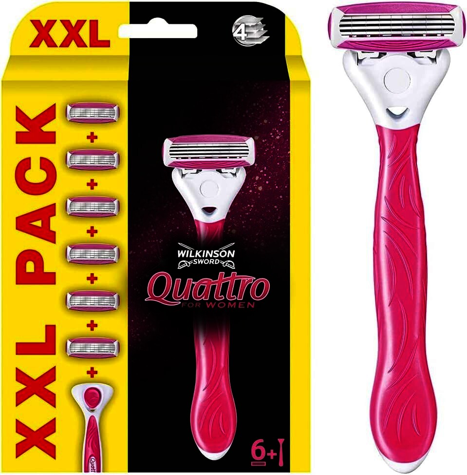 Wilkinson Quattro for Woman, XXL-Pack, Rasierer + 8 Klingen